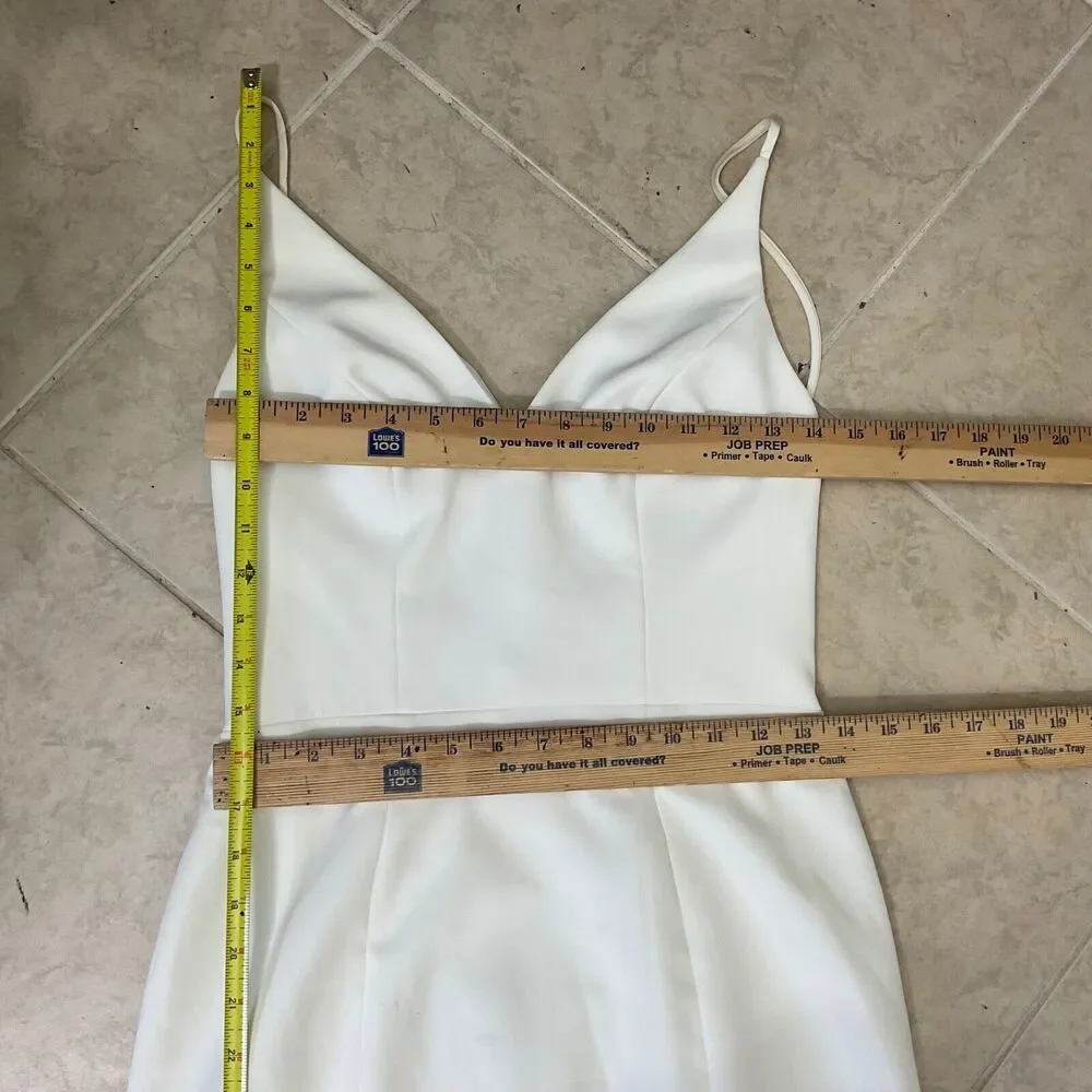 Vow’d  Mermaid Trumpet Plunge  Wedding Gown women’s Size 4 white train Crepe - Picture 11 of 14